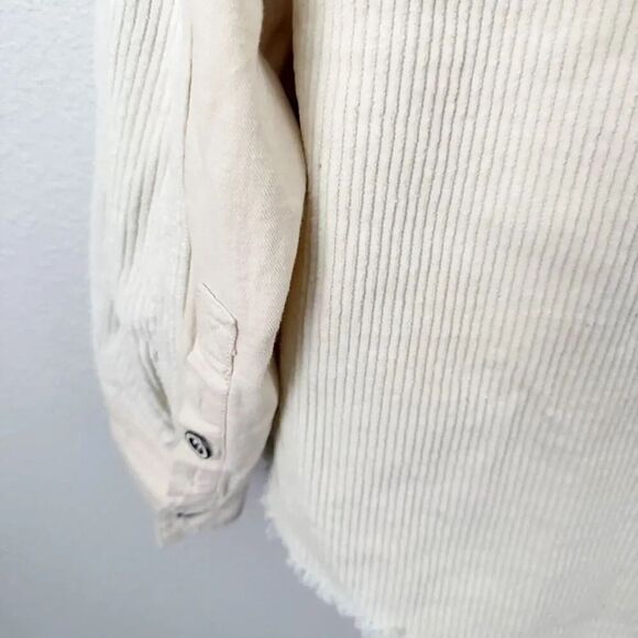THREAD & SUPPLY | Ivory Ecru Corduroy Shacket Shirt Jacket Button Raw | Small - Picture 7 of 10